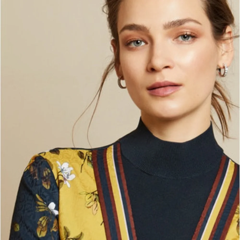 Ted Baker Floral Navy and Yellow Dress size 2 - Picture 3 of 9